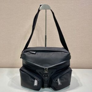 PRADA CROSSBODY BAG 29 IN BLACK RE-NYLON AND CALFSKIN TRIM