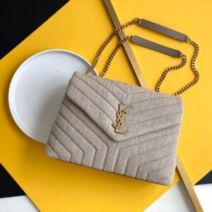 Saint Laurent Beige Suede Y Quilted Monogram