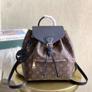 Louis Vuitton LV Montsouris PM Monogram Backpack Lock Gold 27x33cm