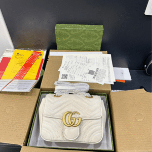 Gucci Marmont High Quality White Women's Handbag 22cm