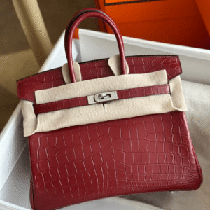 Hermes Birkin Womans Hand Sewing Like Auth Red Handbags 25cm
