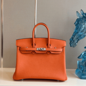 Hermes Birkin 25 Orange Togo Leather Palladium Hardware