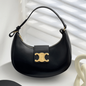 Celine Triomphe Curved Black Matte Leather 23x14x7cm
