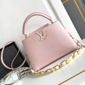 Louis Vuitton LV Capucines BB Pink Handbags Lock Gold 27x18x9cm