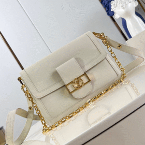 Louis Vuitton LV Dauphine Soft Women's White Cowhide Leather Bag 24x17x9cm