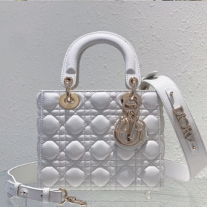 Dior Lady ABC High-end Women's Handbag White Soft Leather 20cm