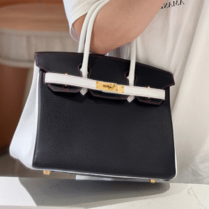 Hermes Birkin 30 Black/White Togo leather Gold Hardware