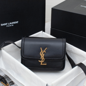Saint Laurent YSL Solferino Small Leather Satchel Shoulder Bag in Black