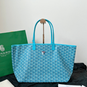 Goyard Blue Coated Canvas Leather Small Saint Louis Tote