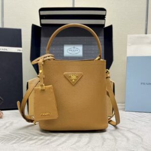 Prada Panier Small Saffiano leather bag in caramel