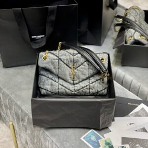 SAINT LAURENT Solferino Medium Cotton And Leather Shoulder Bag