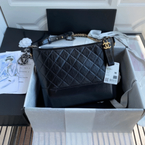 CHANEL GABRIELLE MEDIUM 28 HOBO BAG IN BLACK CALFSKIN