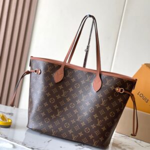 LV NEVERFULL INSIDE OUT MM IN BROWN MONOGRAM CANVAS AND CALFSKIN TRIM
