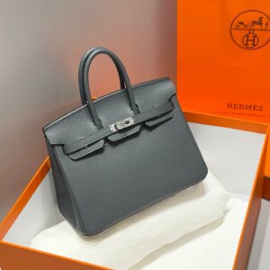 HERMES BIRKIN 25 IN CHARCOAL GRAY SILVER HARDWARE