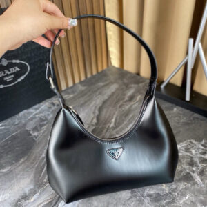 PRADA CLEO SHOULDER BAG 30 IN BLACK GLOSSY CALFSKIN