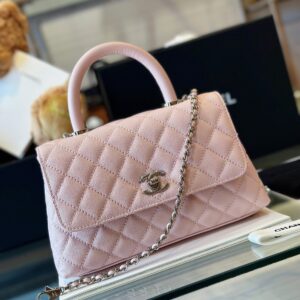 Tui Chanel Coco Da Hat Mau Hong Replica 11 Cao Cap Khoa Bac 23cm 2.jpg