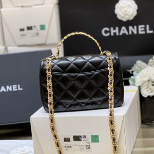 Tui Chanel Mini Rectangular Flap with Top Handle Black Rep 11 20cm 4.jpg
