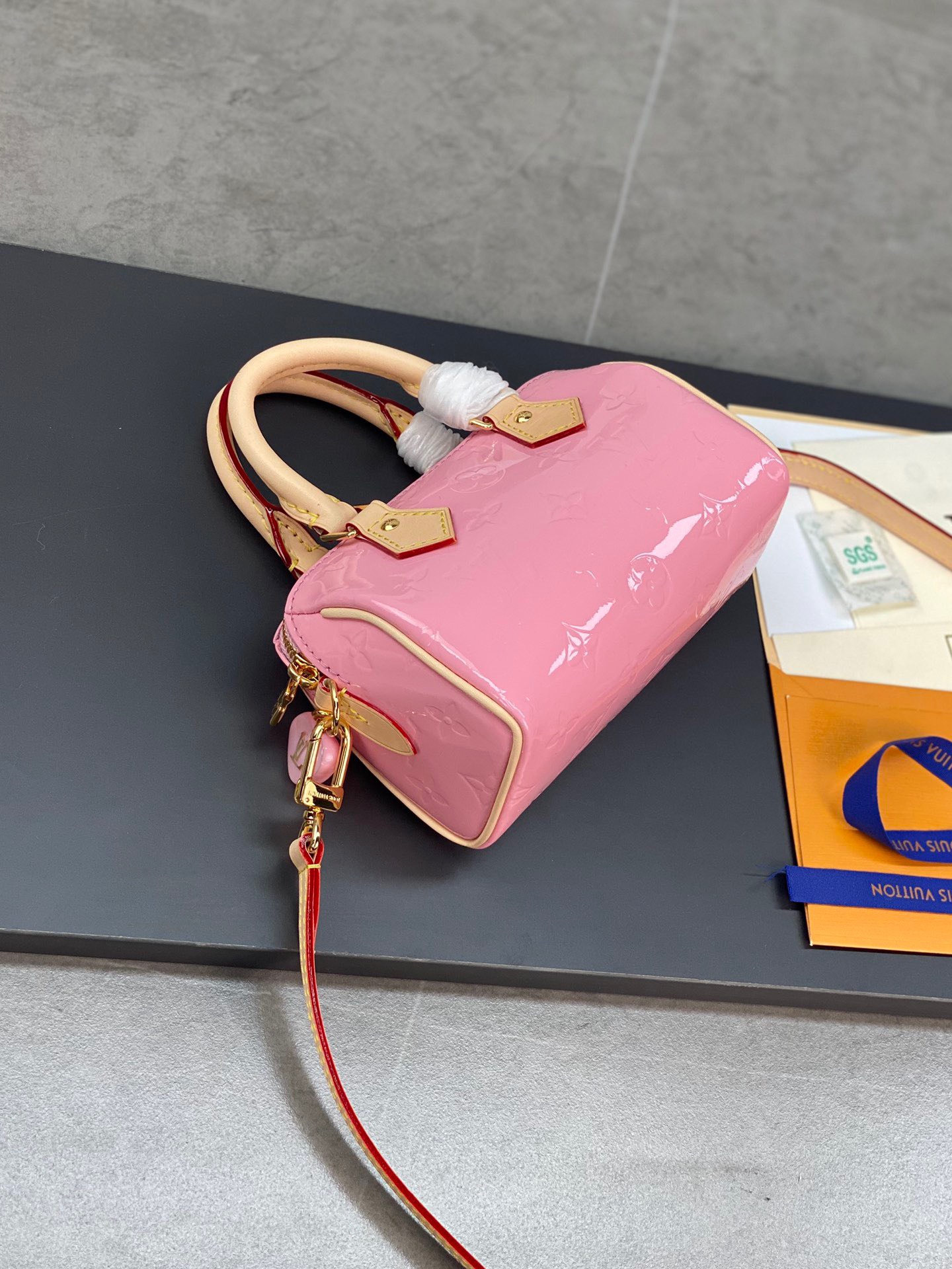 Tui Louis Vuitton LV Nano Speedy Pink Mini Like Auth 16x10x7 4.jpg