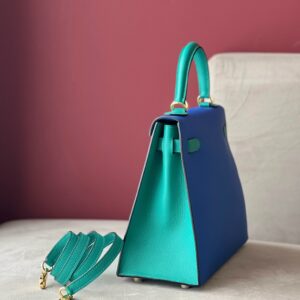 Tui Xach Cao Cap Hermes Kelly Da Epsom Nu Mix 2 Mau Xanh 28cm 6.jpg