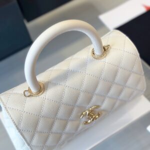 Tui Xach Chanel Coco Mau Trang Da Hat Like Auth Khoa Vang 23cm 10.jpg