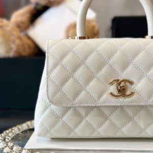 Tui Xach Chanel Coco Mau Trang Da Hat Like Auth Khoa Vang 23cm 17.jpg