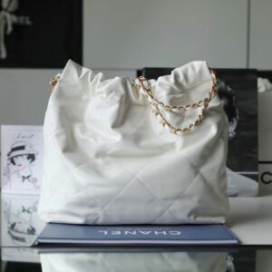 Tui Xach Like Auth Chanel 22 Shopping Nu Chat Da Min Mau Trang 35cm 5.jpg