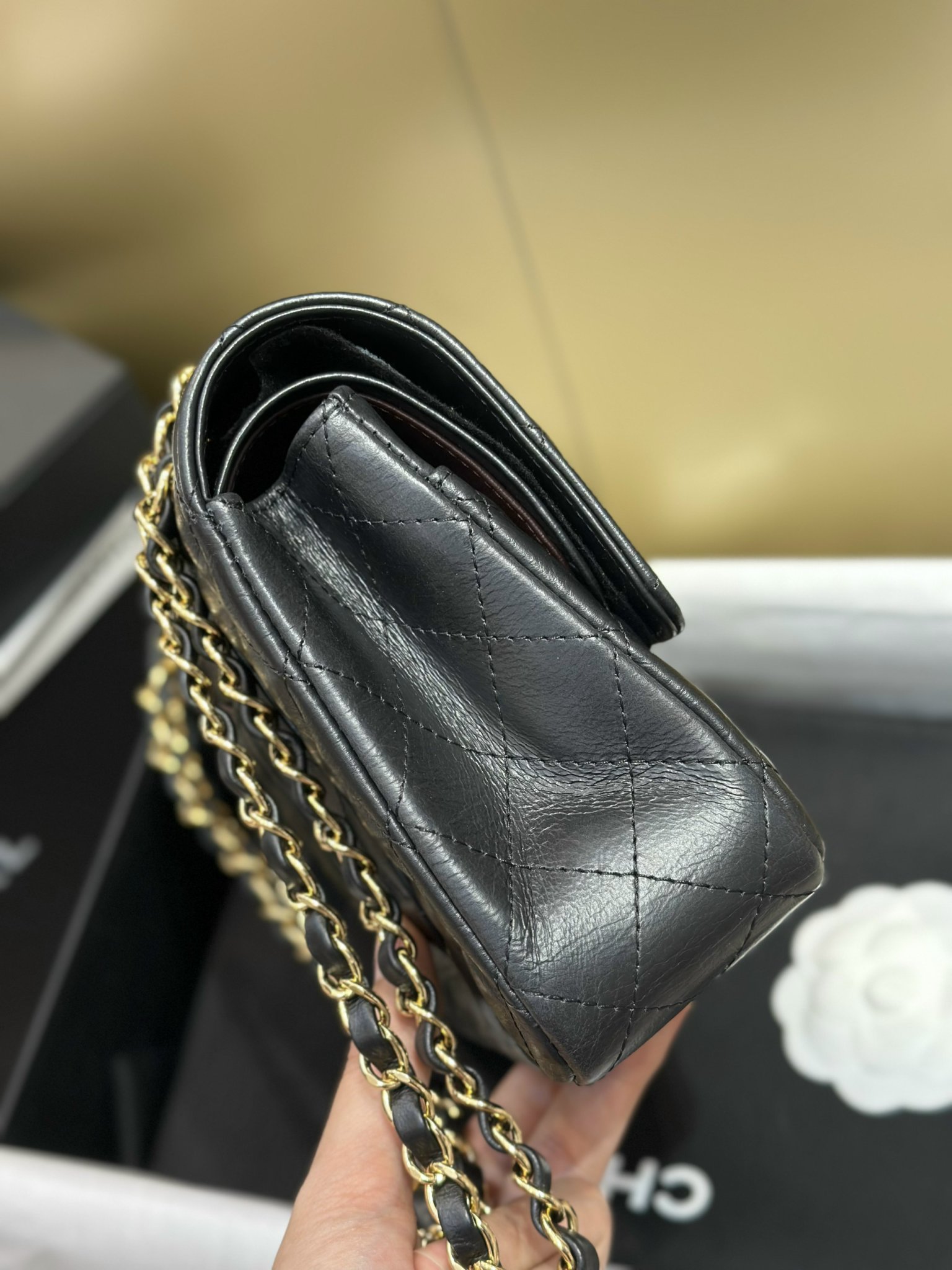 Tui Xach Nu Chanel Classic Chat Da Nhan Mau Den Like Auth 25cm 3.jpg