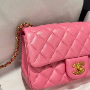 Tui Xach Nu Chanel Classic Chuong Da That Mau Hong Dam Khoa Vang Like Auth 20cm 3.jpg