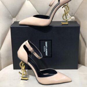 Saint Laurent Opyum patent leather sandals BEIGE