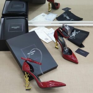 Saint Laurent Paris Opyum heels in a cherry red