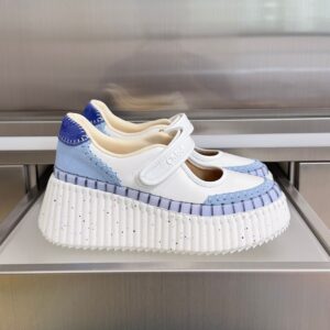 Chloe Nama wedge sneakers in Ashes Blue and white