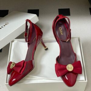 “Chloe replica bow heels red women replica shoes designer heels”
