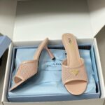 Prada replica heeled slides pink women replica shoes designer heels
