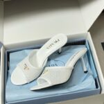 Prada replica heeled slides white women replica shoes designer heels