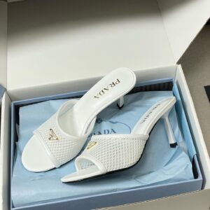 Prada replica heeled slides white women replica shoes designer heels