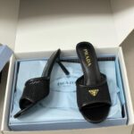 Prada replica heeled slides black women replica shoes designer heels