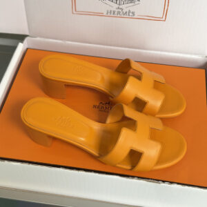 “Hermes replica Oran heels orange women replica shoes designer sandals”