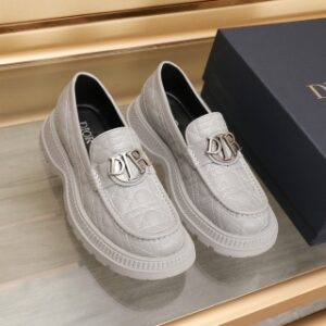 Dior Buffalo loafers in gray quilted leather