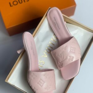 Louis Vuitton Style Embossed Mule Heels