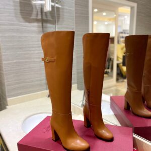 Valentino Women Tan Leather High Heel Boots