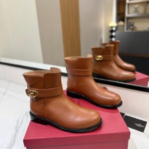 Valentino Women Brown Leather Ankle Boots