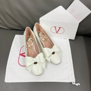 Valentino Women White Leather Bow Flats