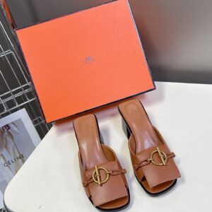 Hermes Women Brown Leather Heels