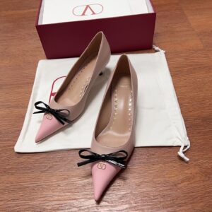Valentino Women Pink Leather Bow Detail Pumps