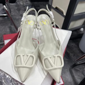 Valentino Women White Slingback Leather Pumps