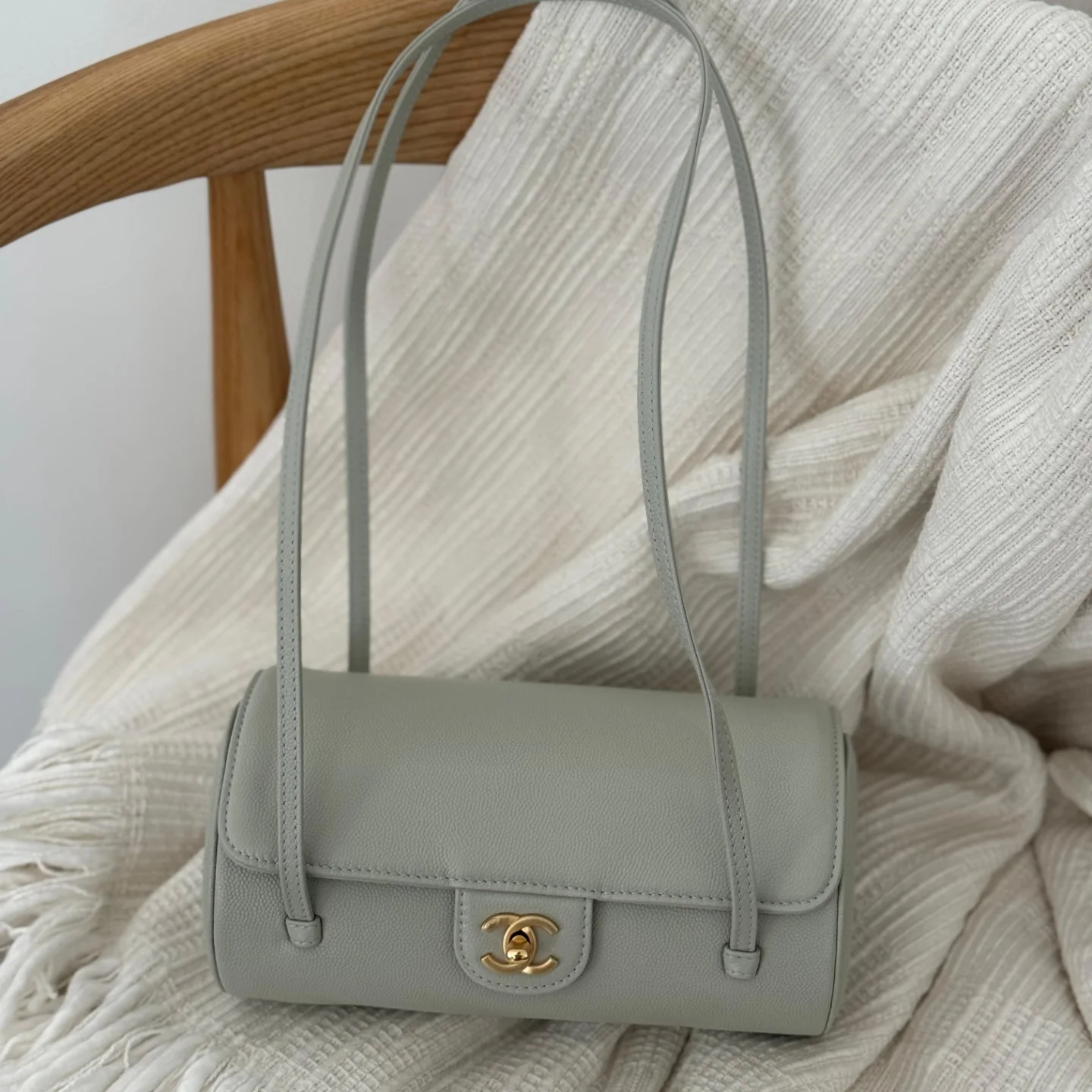 Chanel Preppy Coco Small Bowling Bag in Grey