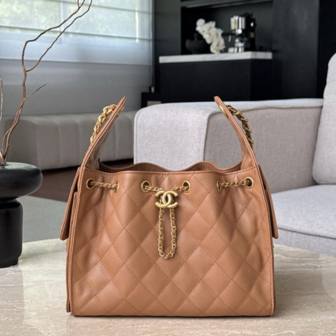 Chanel Small 25 Bag in Caramel Caviar Leather